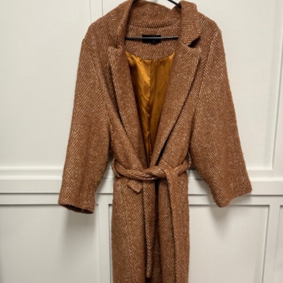 ASM Anna 100% Brown Chevron Wool Coat. Never Been Worn! - Picture 2 of 6